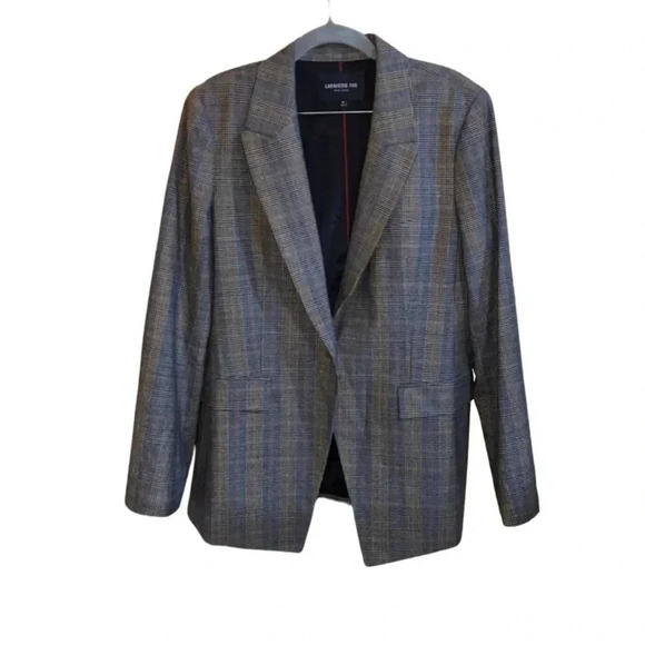 Lafayette 148 Heather One Button Eloquent Plaid Blazer Jacket Size 10 - Picture 2 of 7